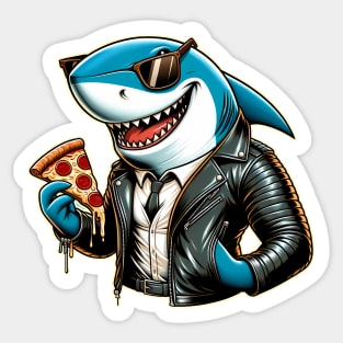 Funny Shark with Pizza, Pizza Lover Sticker